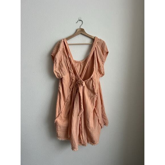 Free People Angele Mini Dress Womens Small Peach Color Short Boho - Picture 4 of 7
